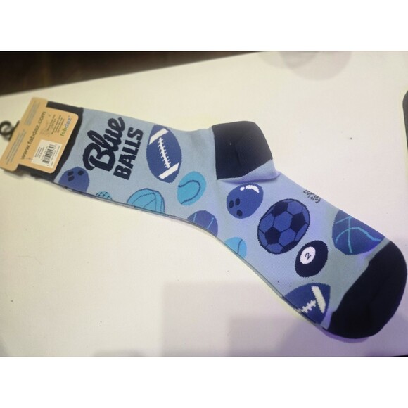Fabdaz “Blue Balls” Men’s Crew Socks NWT Funny Novelty Gag Gift Sport Balls - Picture 5 of 6